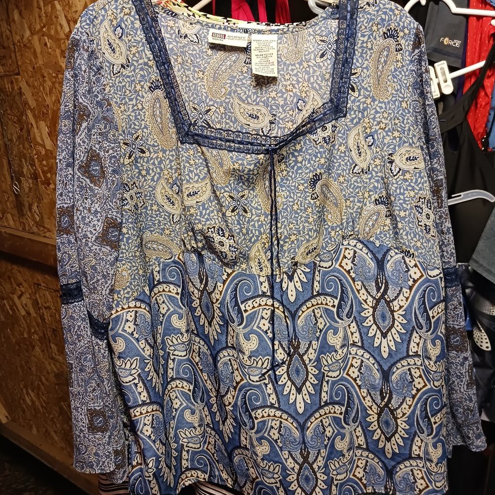 Blue and white blouse